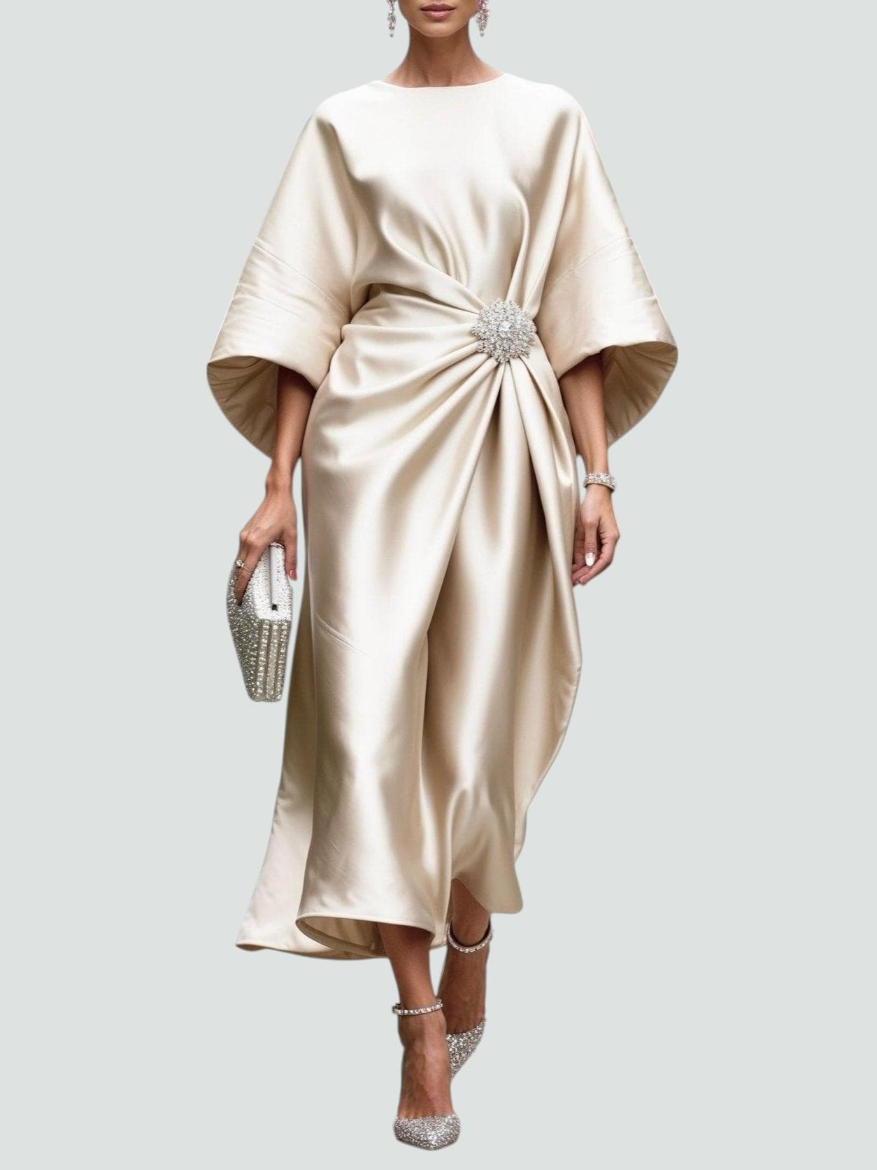 GABRIELLA | Lange Avondjurk met Luxe Detail en Tijdloze Elegantie