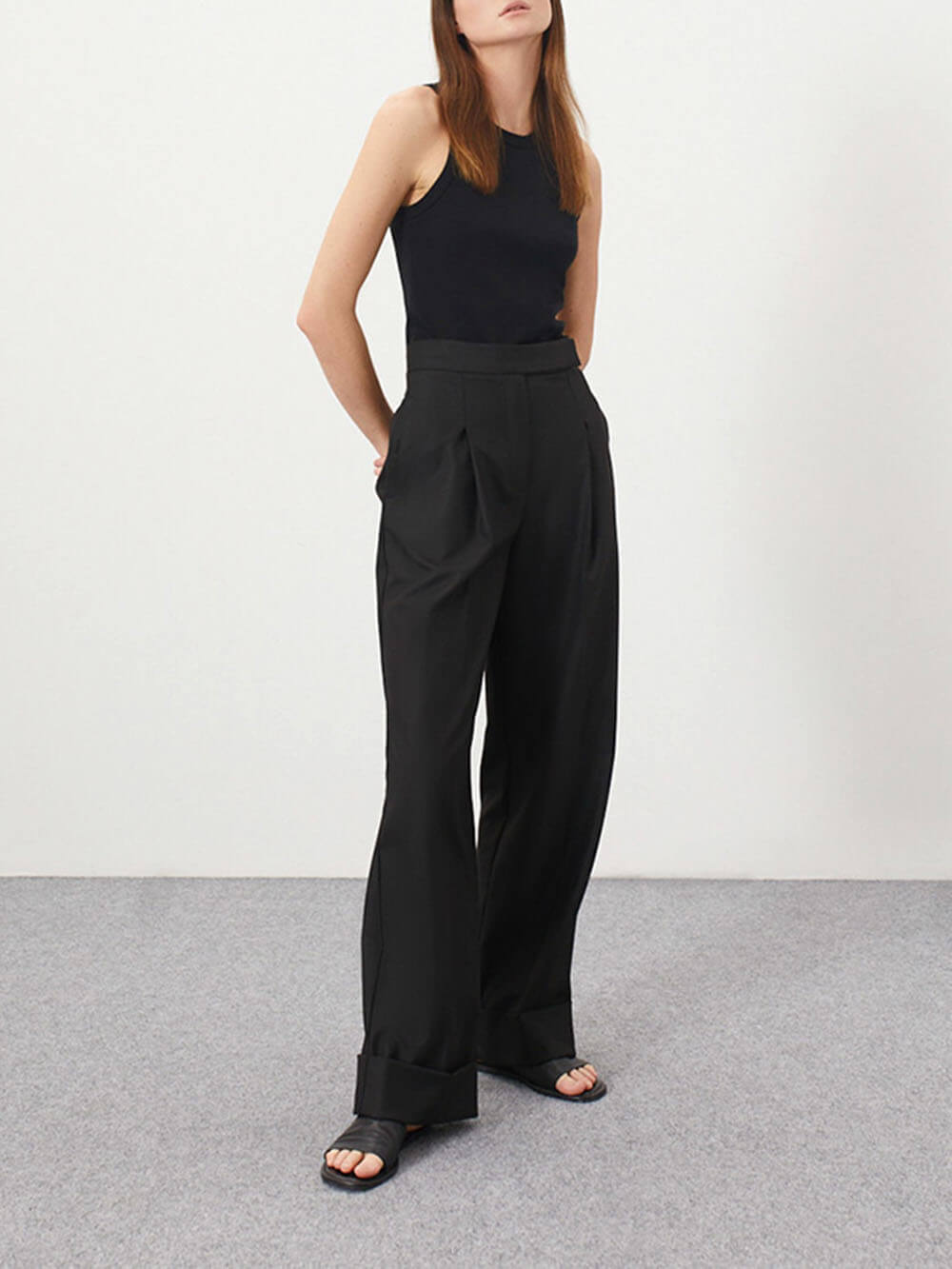 Zwarte hoge taille broek