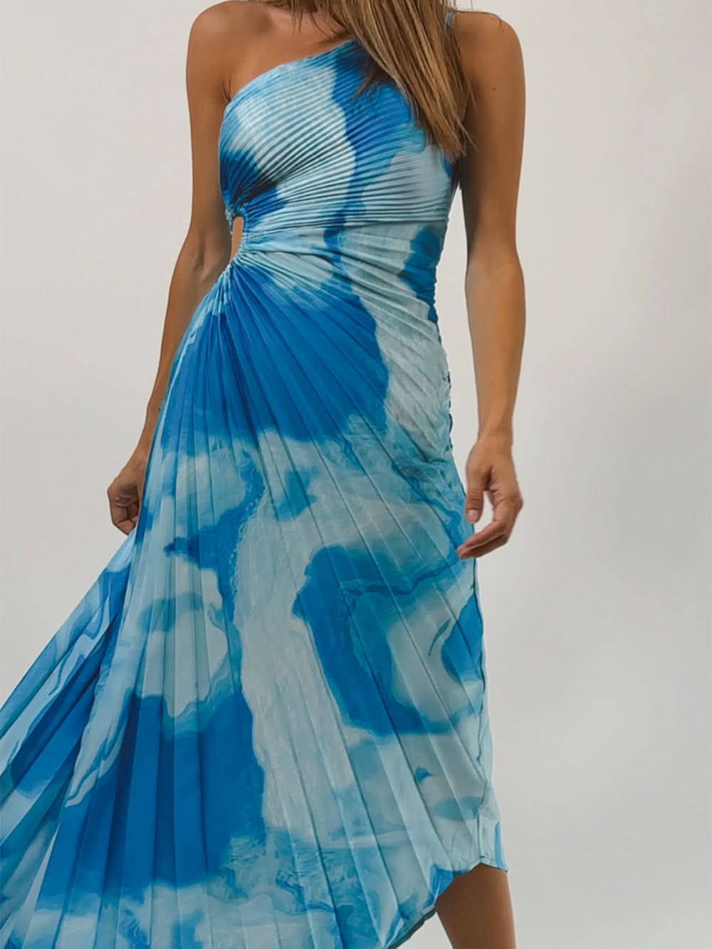 Blauwe surf midi jurk