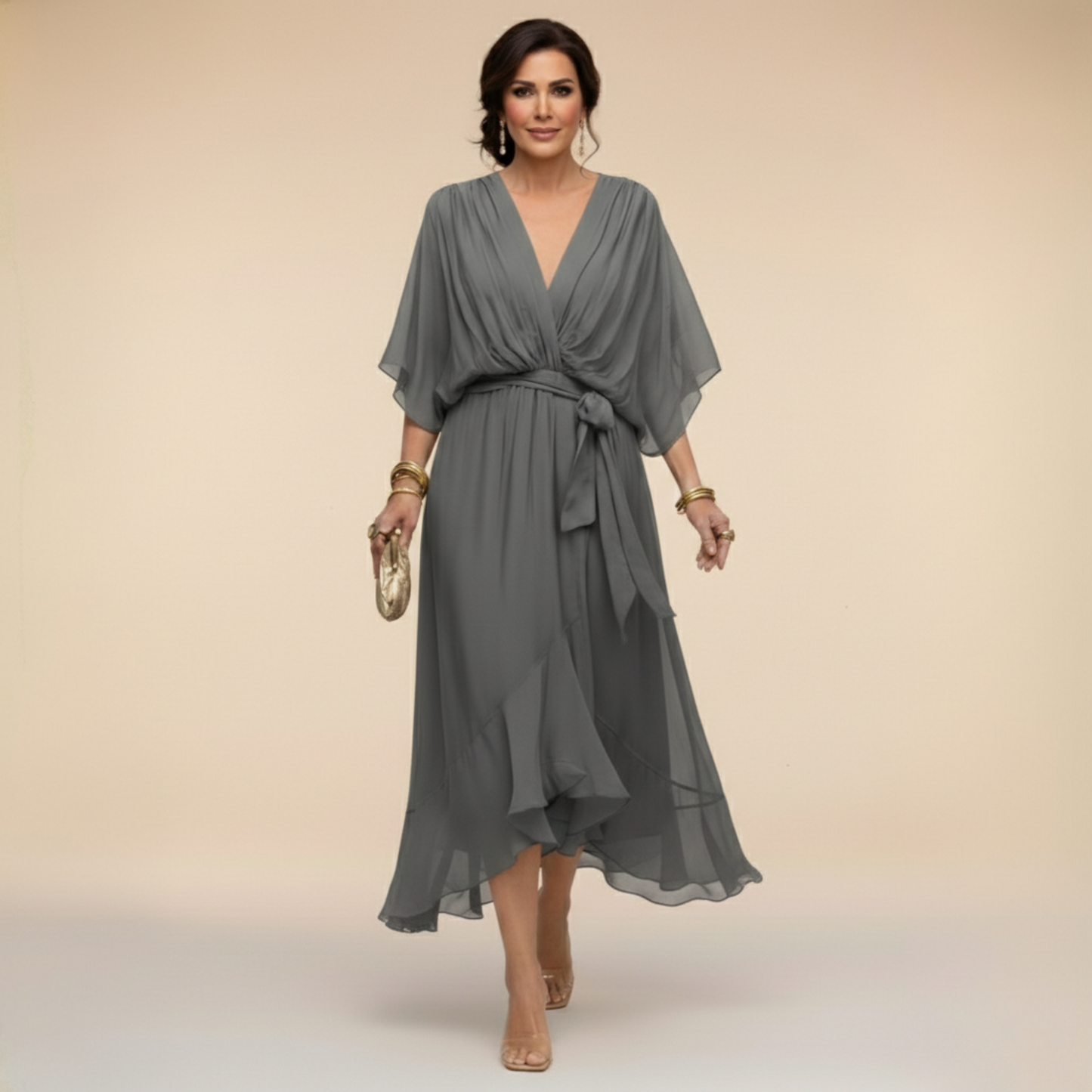 LOTTIE | Elegante V-hals Jurk voor Tijdloze Klasse