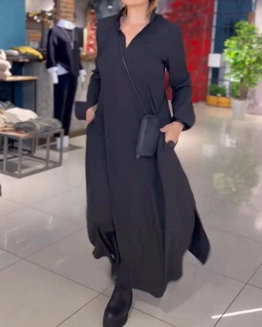 HELENA™ | Lange Jurk met Elegante Zijsplitten en Tijdloos Comfort