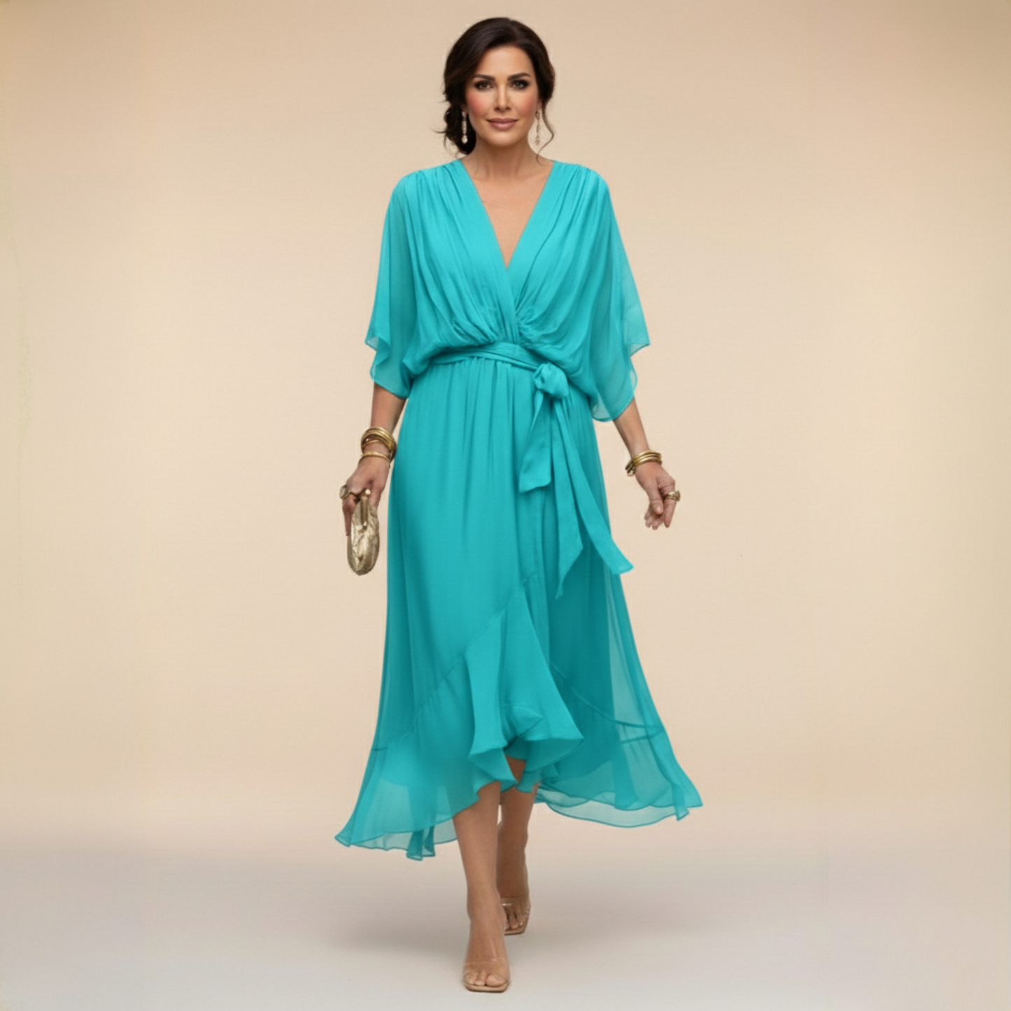 LOTTIE | Elegante V-hals Jurk voor Tijdloze Klasse