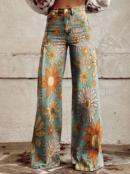 CIRILLA | Vintage Bloemenpatroon Palazzo Broek