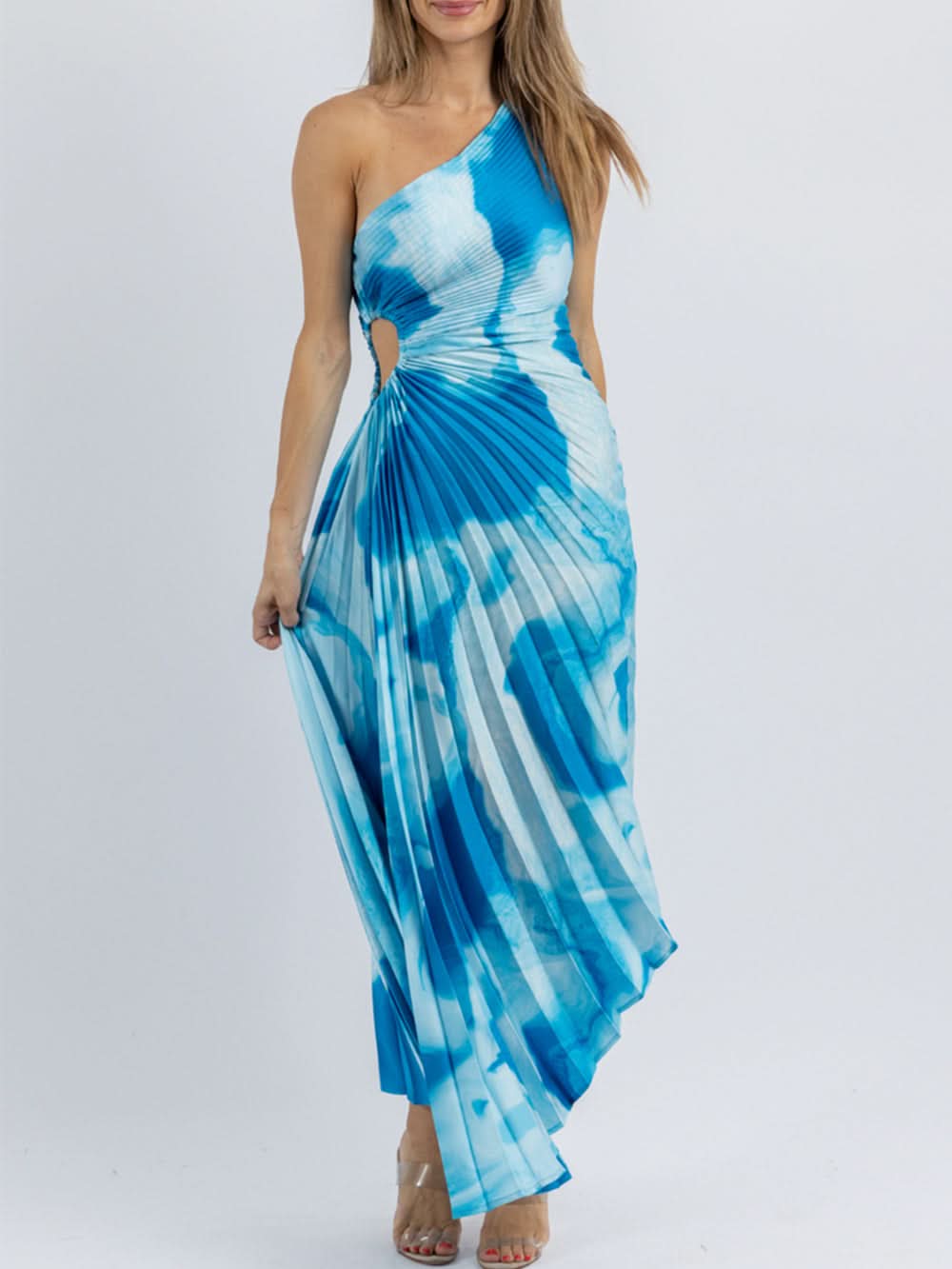 Blauwe surf midi jurk