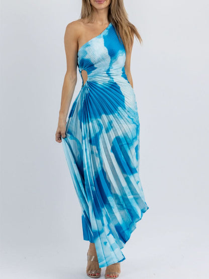 Blauwe surf midi jurk