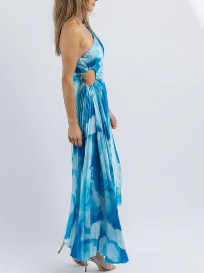 Blauwe surf midi jurk