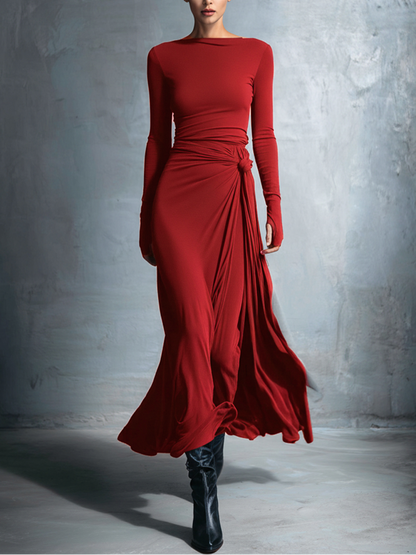 MARIT™ | Maxi Jurk met Tailleaccent en Vloeiende Elegantie voor Tijdloze Avonden