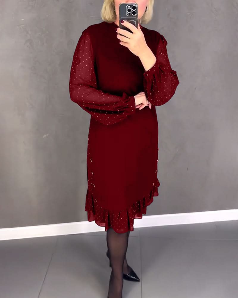 ELIANA | Elegante Jurk met Transparante Mouwen en Flatterende Snit voor Herfstgelegenheden