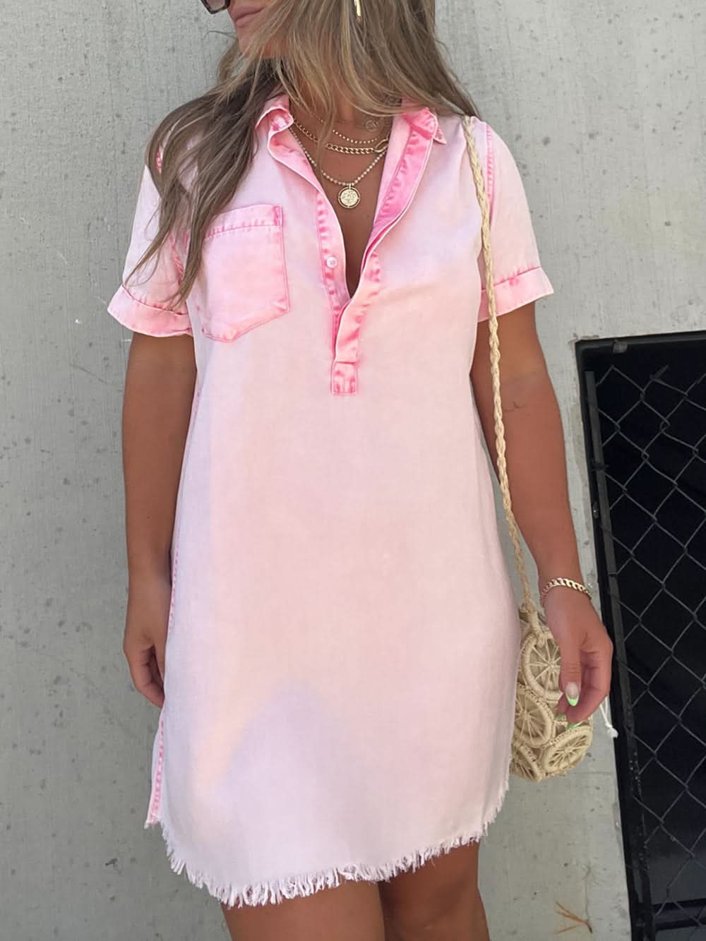 Tencel Overhemd Jurk Happy Ends Roze