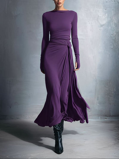 MARIT™ | Maxi Jurk met Tailleaccent en Vloeiende Elegantie voor Tijdloze Avonden
