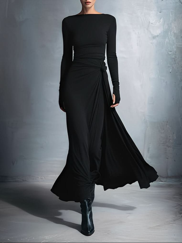 MARIT™ | Maxi Jurk met Tailleaccent en Vloeiende Elegantie voor Tijdloze Avonden
