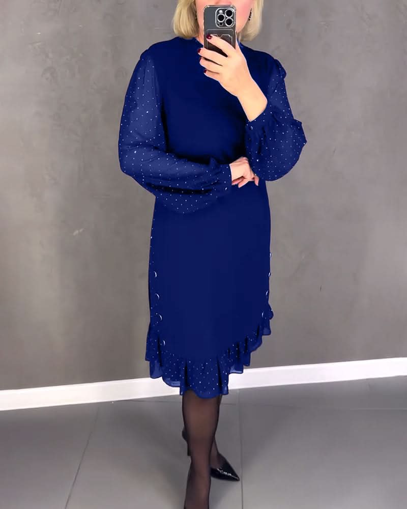 ELIANA | Elegante Jurk met Transparante Mouwen en Flatterende Snit voor Herfstgelegenheden