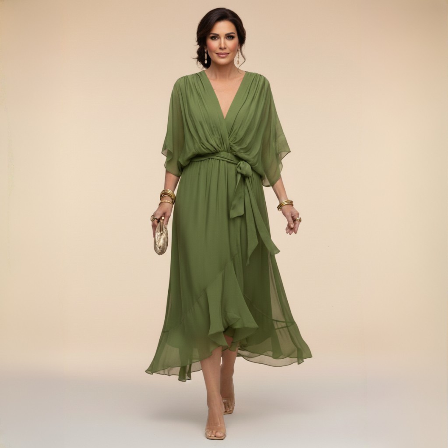 LOTTIE | Elegante V-hals Jurk voor Tijdloze Klasse