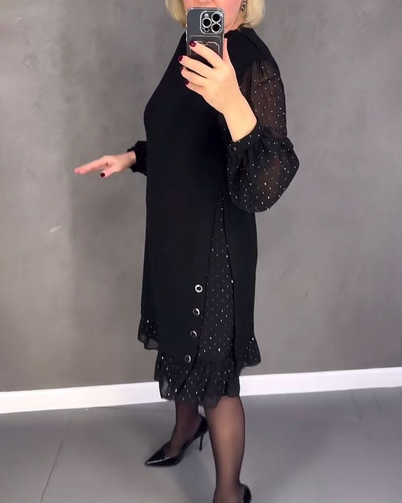 ELIANA | Elegante Jurk met Transparante Mouwen en Flatterende Snit voor Herfstgelegenheden
