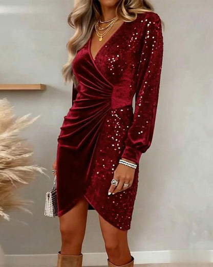 Emilia | Feestelijke Midi Jurk met V-hals