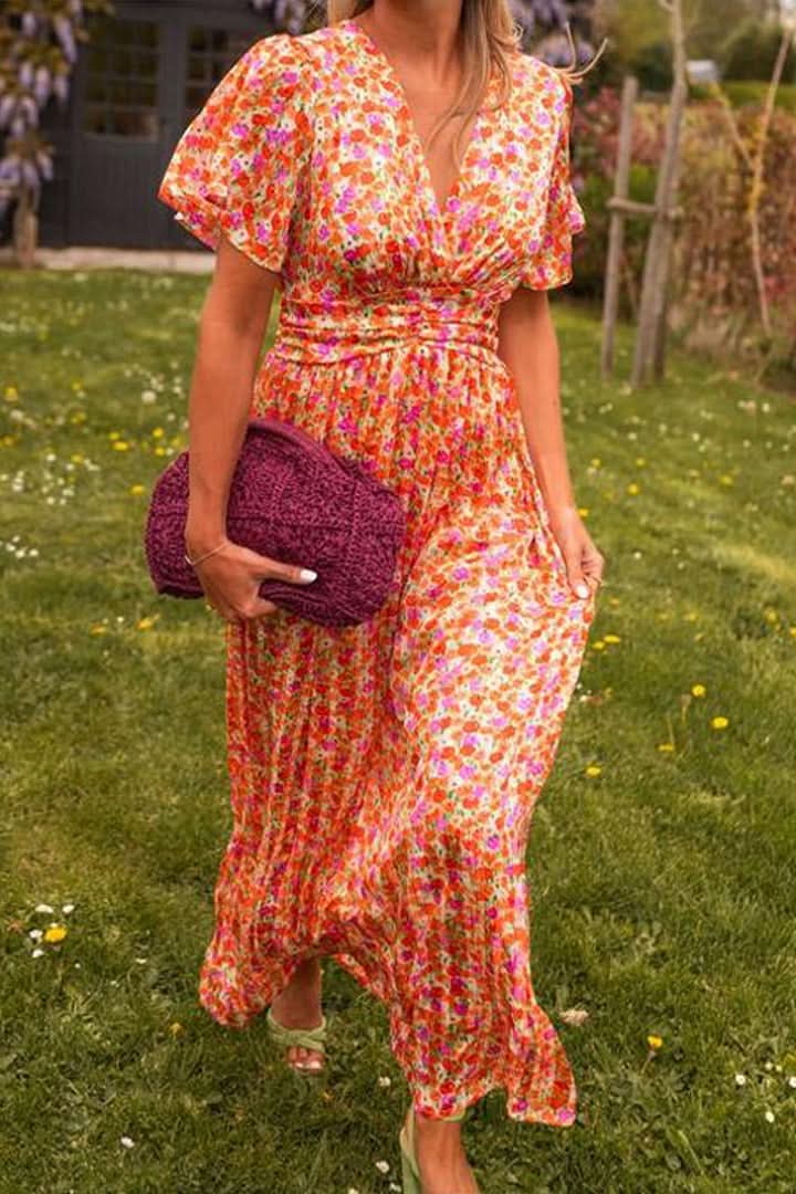 Mariella | Lange Bloemenjurk met Romantische en Lichte Stijl