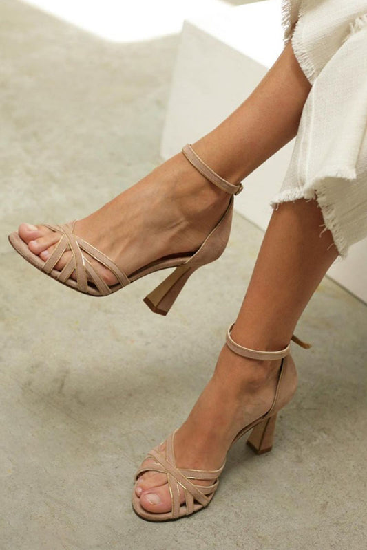 Marona™ | Patchwork sandalen met ronde neus en dunne hak