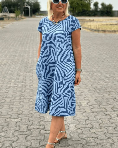 SABRINA | Lichte Zomerjurk met Moderne Print voor Comfort en Dagelijkse Stijl