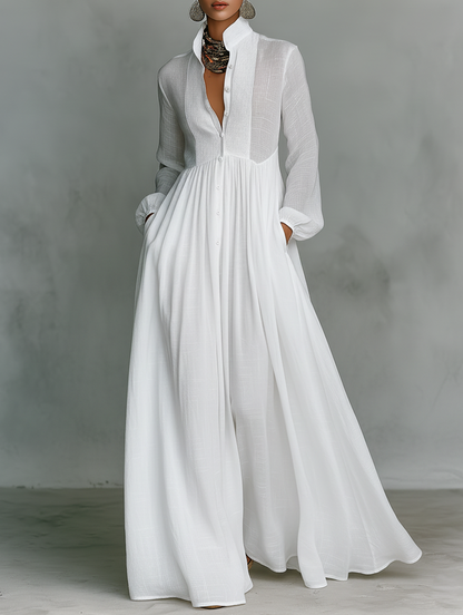 Elisa™ | Maxi Jurk met Tijdloze Elegantie en Flatterende Valling voor Elke Dag