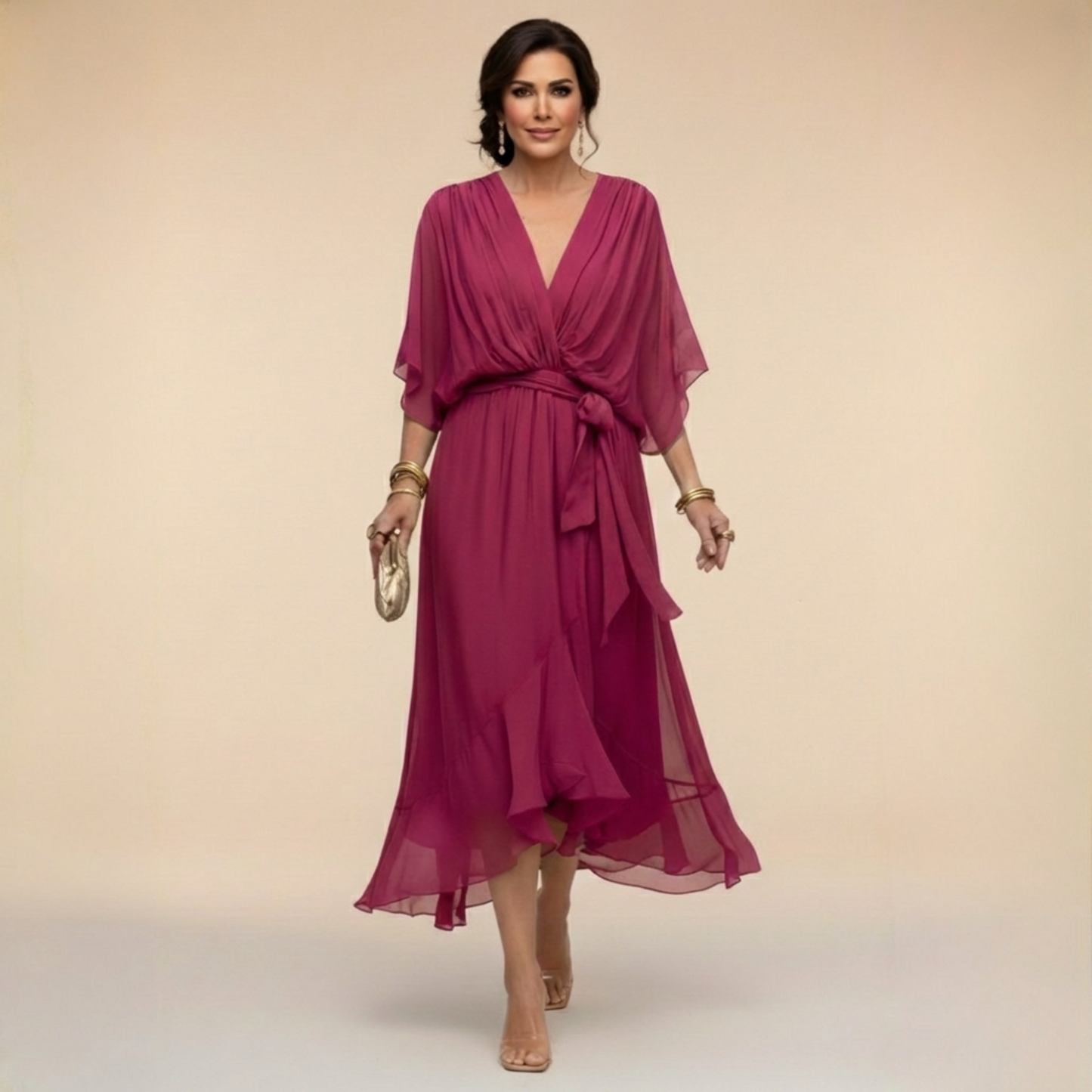 LOTTIE | Elegante V-hals Jurk voor Tijdloze Klasse