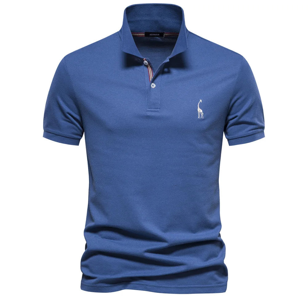 Caleb – Luxe Katoenen Polo met Hertenborduursel