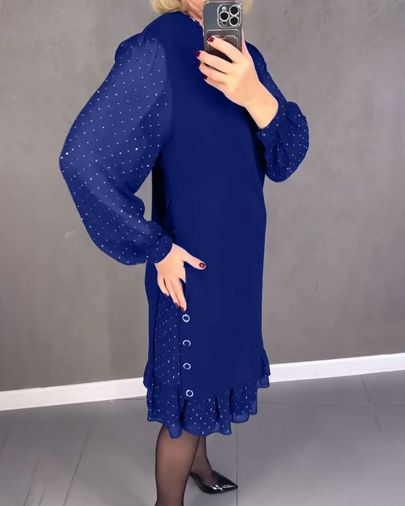 ELIANA | Elegante Jurk met Transparante Mouwen en Flatterende Snit voor Herfstgelegenheden