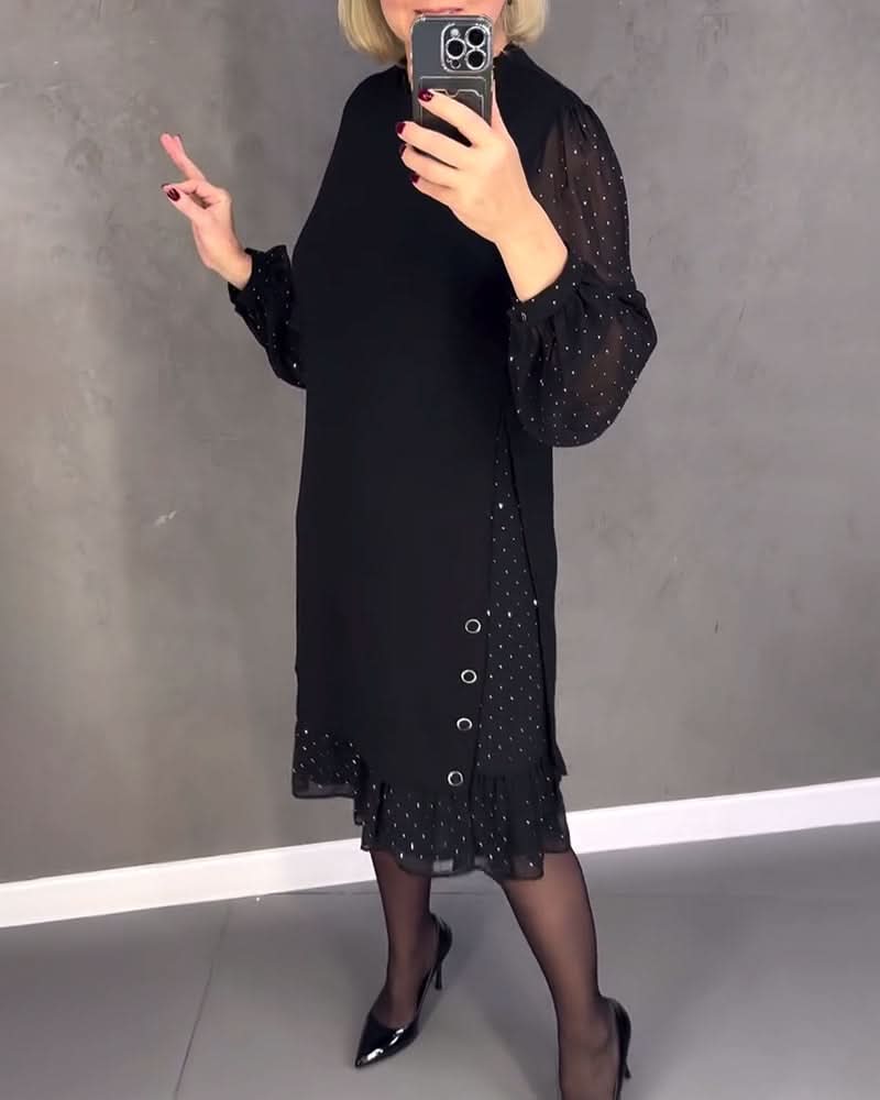 ELIANA | Elegante Jurk met Transparante Mouwen en Flatterende Snit voor Herfstgelegenheden