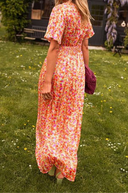 Mariella | Lange Bloemenjurk met Romantische en Lichte Stijl