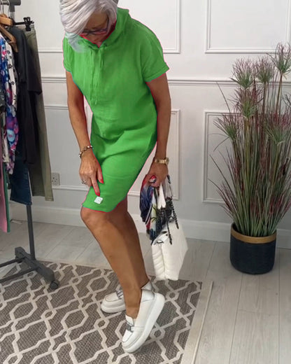 INES | Casual Jurk met Kap en Korte Mouwen Perfect voor de Zomer