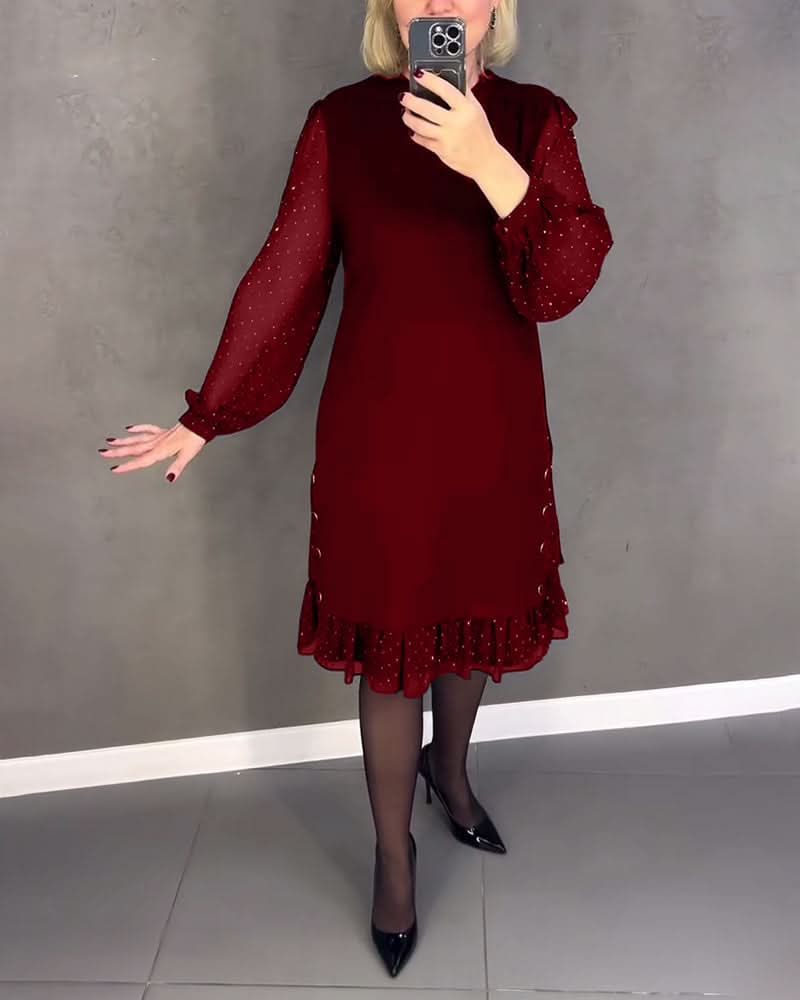 ELIANA | Elegante Jurk met Transparante Mouwen en Flatterende Snit voor Herfstgelegenheden