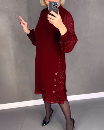 ELIANA | Elegante Jurk met Transparante Mouwen en Flatterende Snit voor Herfstgelegenheden