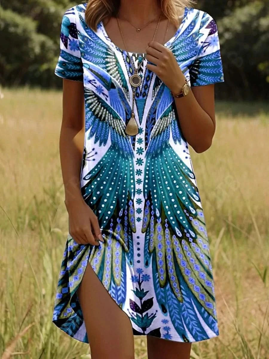 SOFIA | Korte Zomerjurk met Moderne Print voor Comfort en Vrouwelijke Uitstraling