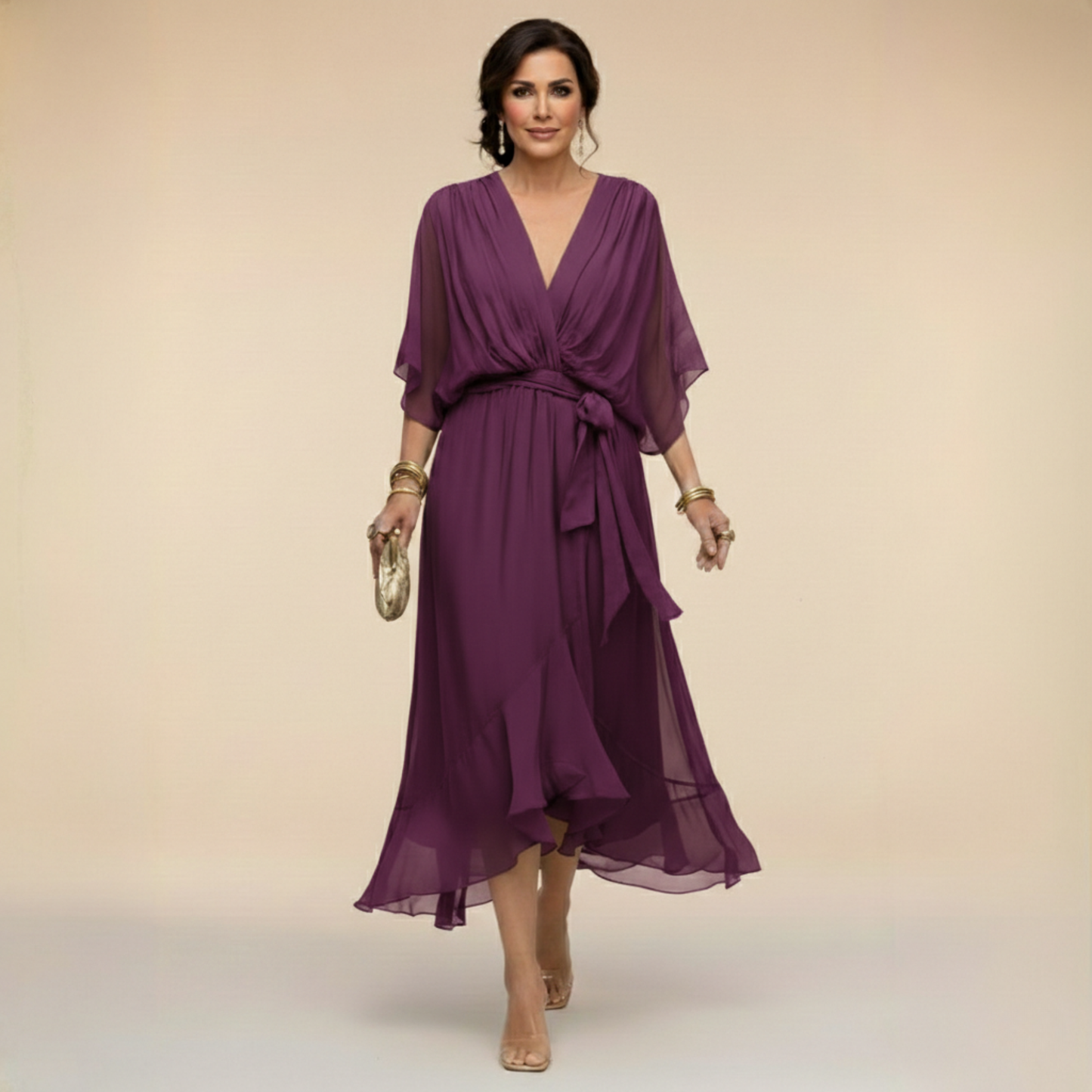 LOTTIE | Elegante V-hals Jurk voor Tijdloze Klasse