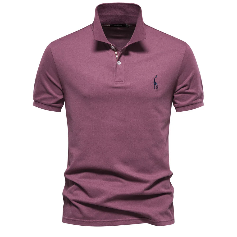 Caleb – Luxe Katoenen Polo met Hertenborduursel