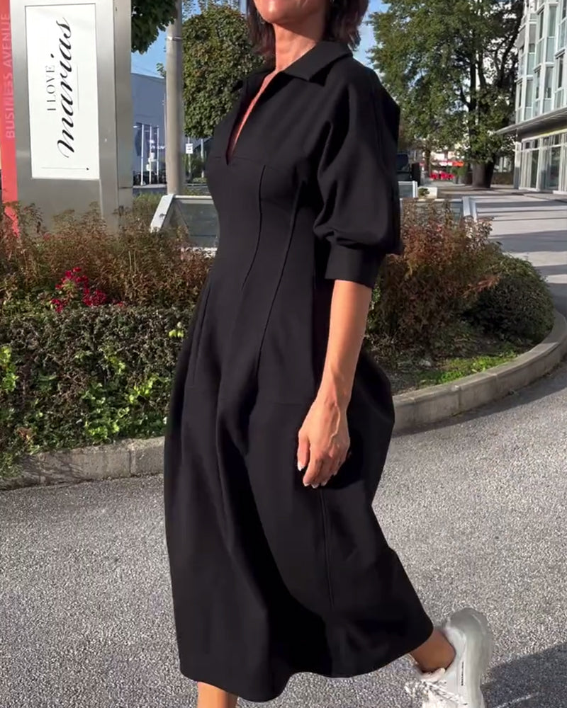 CATERINA | Midi Jurk met Elegante Lijn en Maximale Comfort van Ochtend tot Avond