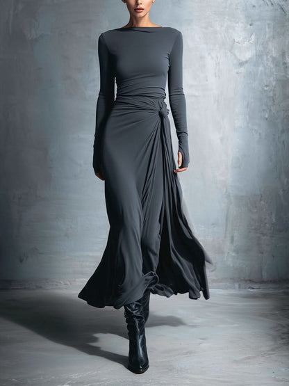 MARIT™ | Maxi Jurk met Tailleaccent en Vloeiende Elegantie voor Tijdloze Avonden