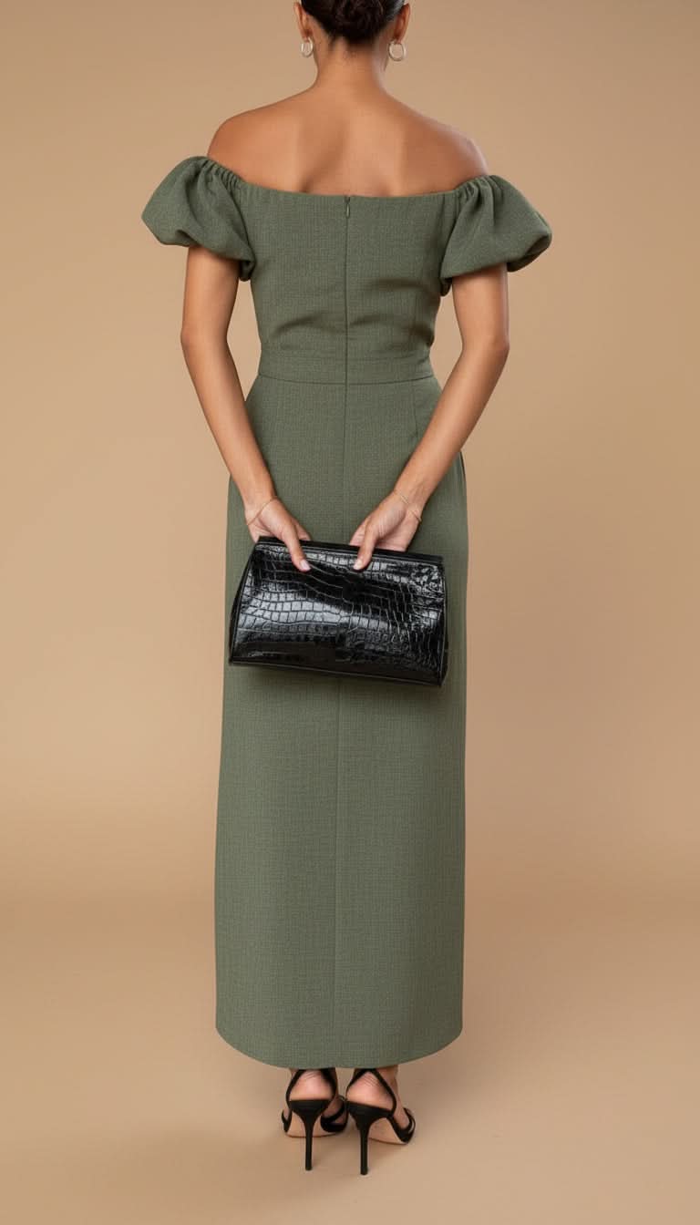 JASMIJN | Elegante Midi Jurk met Geaccentueerde Taille en Tijdloze Avondstijl