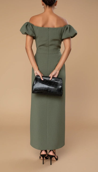JASMIJN | Elegante Midi Jurk met Geaccentueerde Taille en Tijdloze Avondstijl