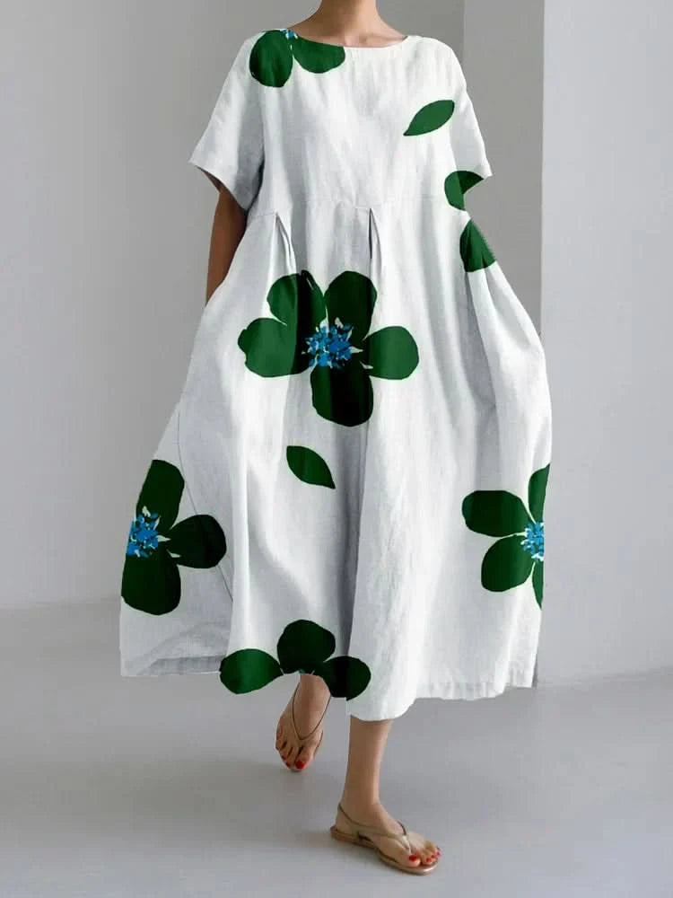 CATERINA | Lange Zomerjurk met Levendige Bloemen en Zachte Comfort voor Zonnige Dagen