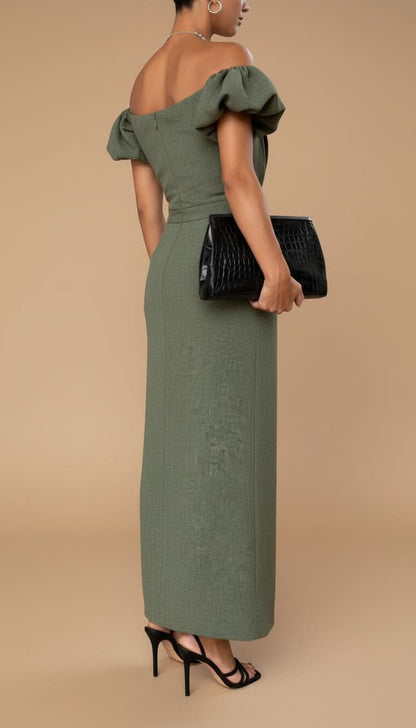 JASMIJN | Elegante Midi Jurk met Geaccentueerde Taille en Tijdloze Avondstijl