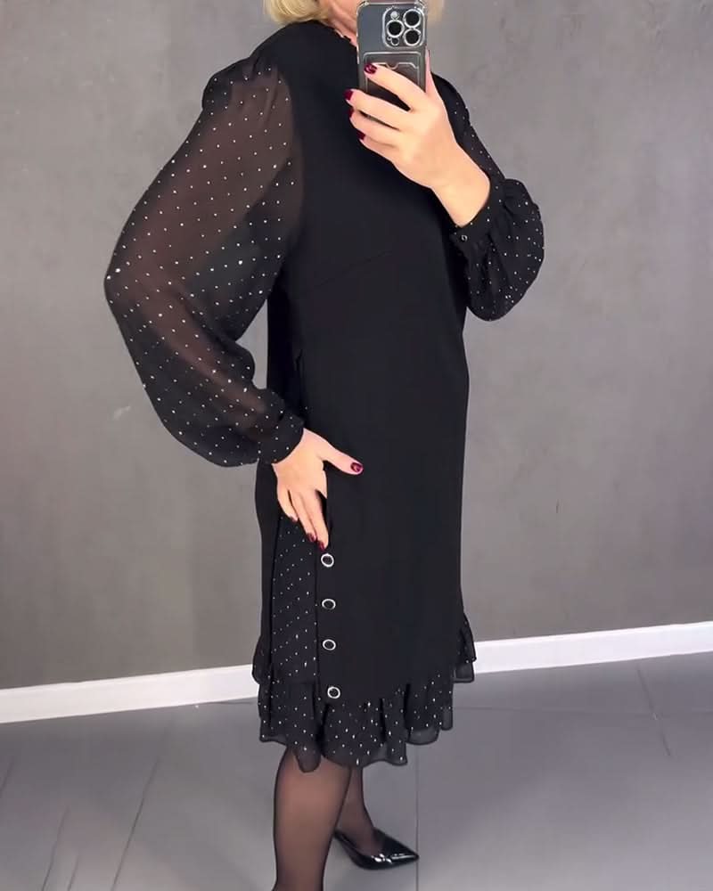 ELIANA | Elegante Jurk met Transparante Mouwen en Flatterende Snit voor Herfstgelegenheden