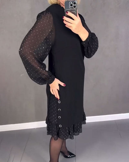 ELIANA | Elegante Jurk met Transparante Mouwen en Flatterende Snit voor Herfstgelegenheden