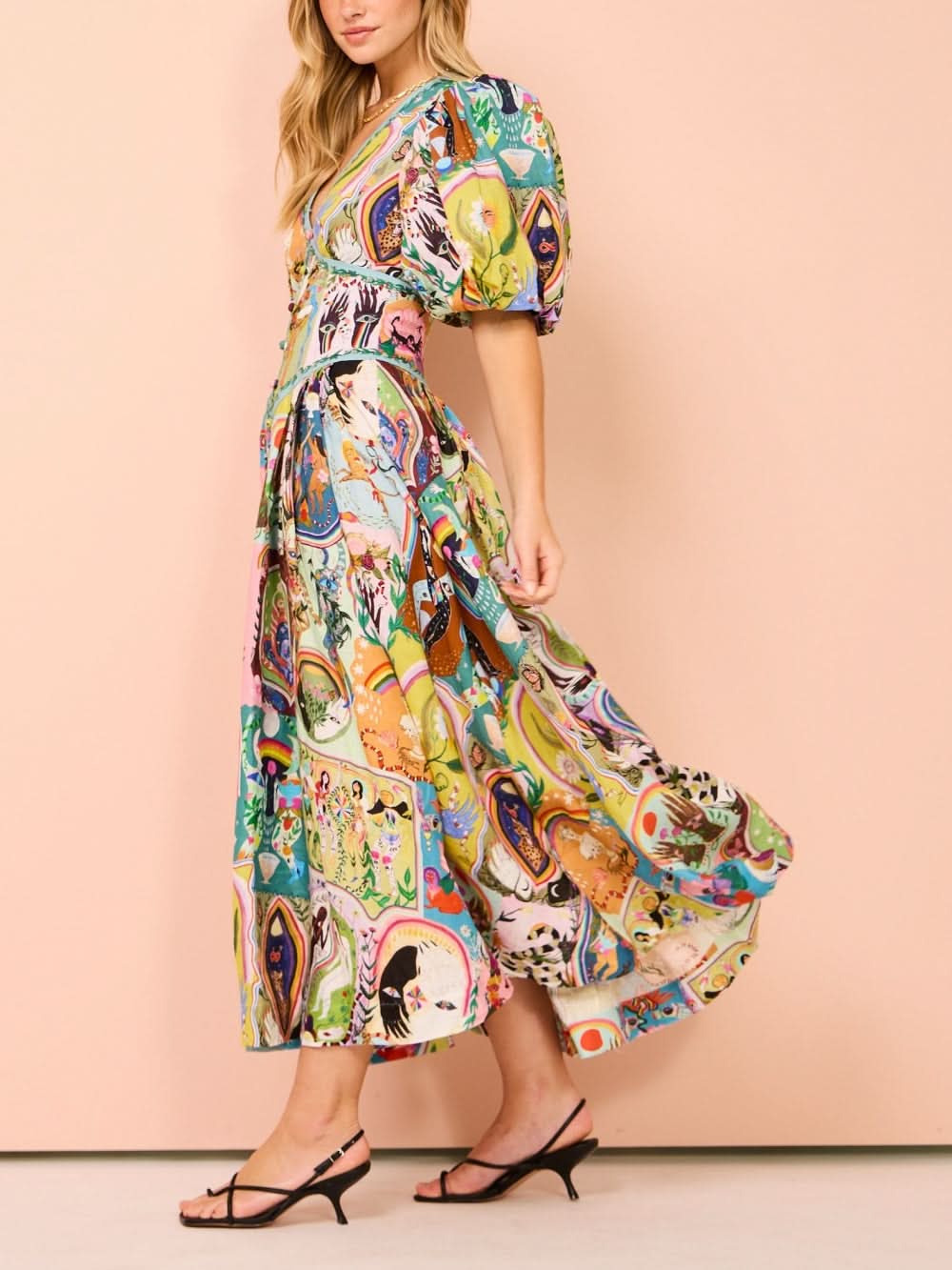 Casual midi-jurk met graffiti-print Evergreen