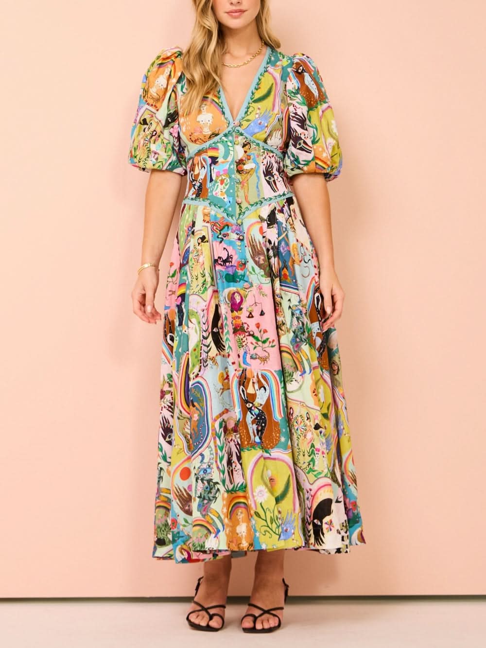 Casual midi-jurk met graffiti-print Evergreen