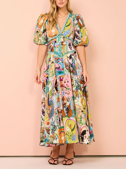 Casual midi-jurk met graffiti-print Evergreen
