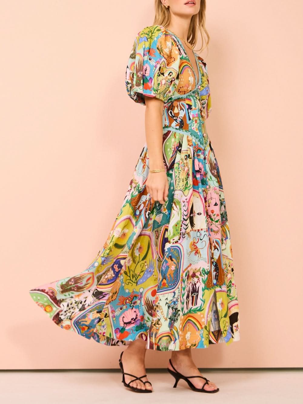 Casual midi-jurk met graffiti-print Evergreen