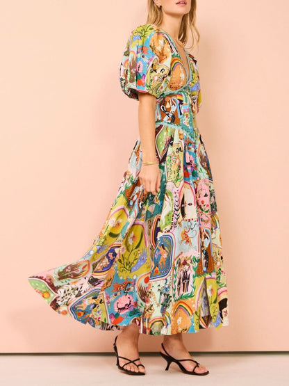 Casual midi-jurk met graffiti-print Evergreen