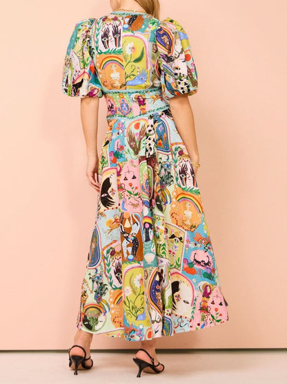 Casual midi-jurk met graffiti-print Evergreen