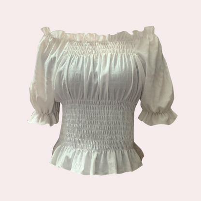 Evelien™ Dames Off-Shoulder Ruches Top