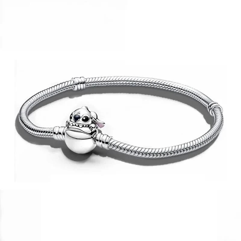 Sterling Silver Mickey Shell Charm Bracelet